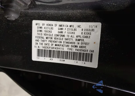 2015 Honda Accord Sport z USA, uszkodzony, nr VIN 1HGCR2F58FA064115